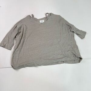 NOTSHY Cashmere Top Shirt Womens Small Medium Linen Beaded Oversized Gray